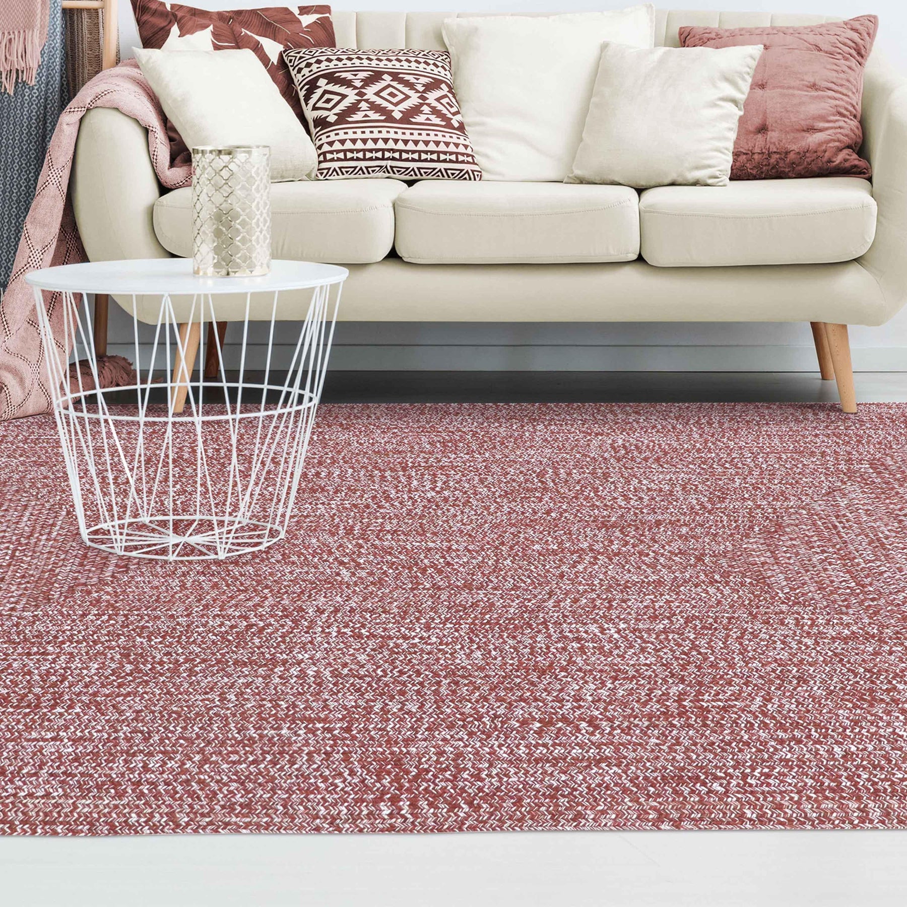 Multi Toned Braided Area Rug Bohemian Indoor Outdoor Rugs