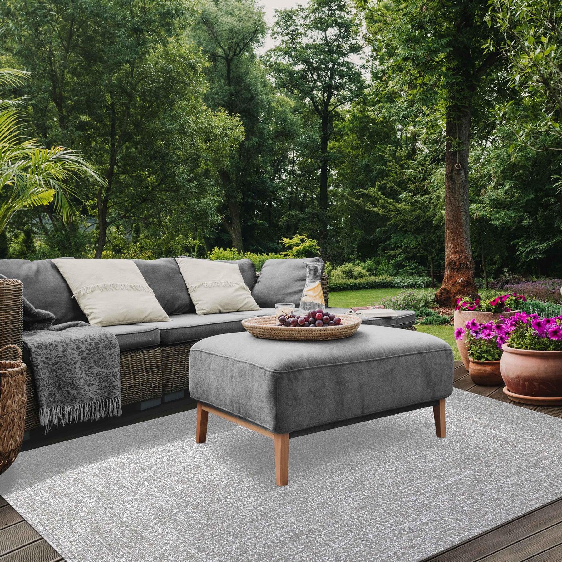 Multi Toned Braided Area Rug Bohemian Indoor Outdoor Rugs