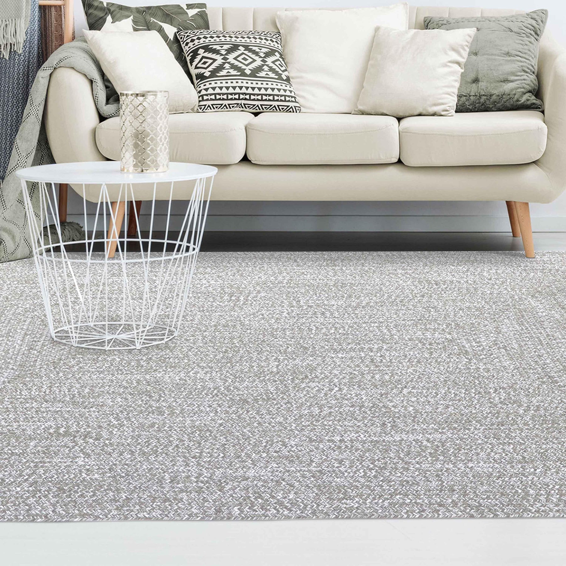 Multi Toned Braided Area Rug Bohemian Indoor Outdoor Rugs