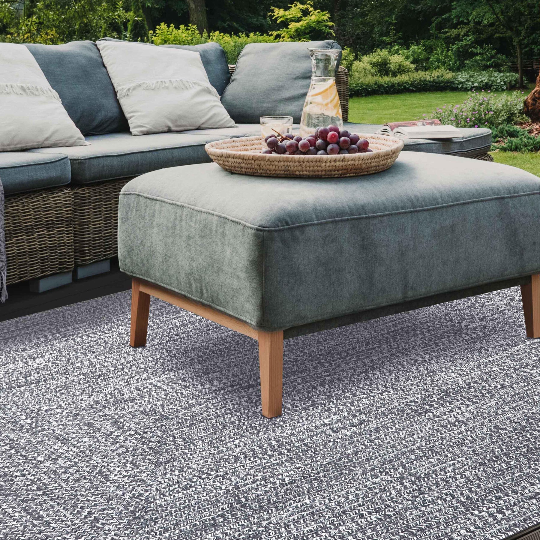 Multi Toned Braided Area Rug Bohemian Indoor Outdoor Rugs