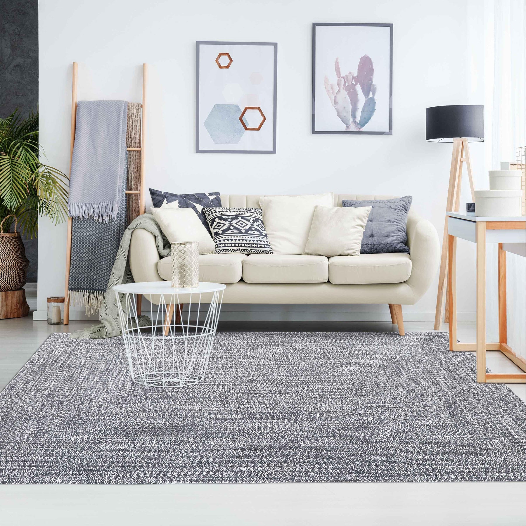 Multi Toned Braided Area Rug Bohemian Indoor Outdoor Rugs