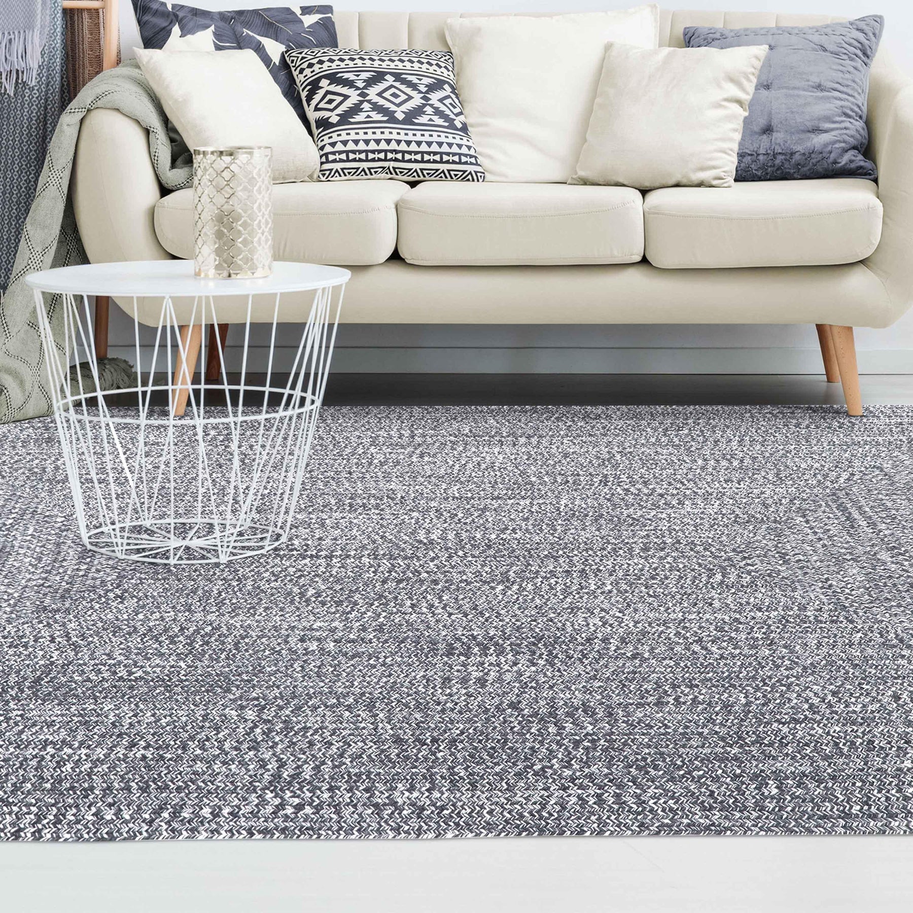 Multi Toned Braided Area Rug Bohemian Indoor Outdoor Rugs