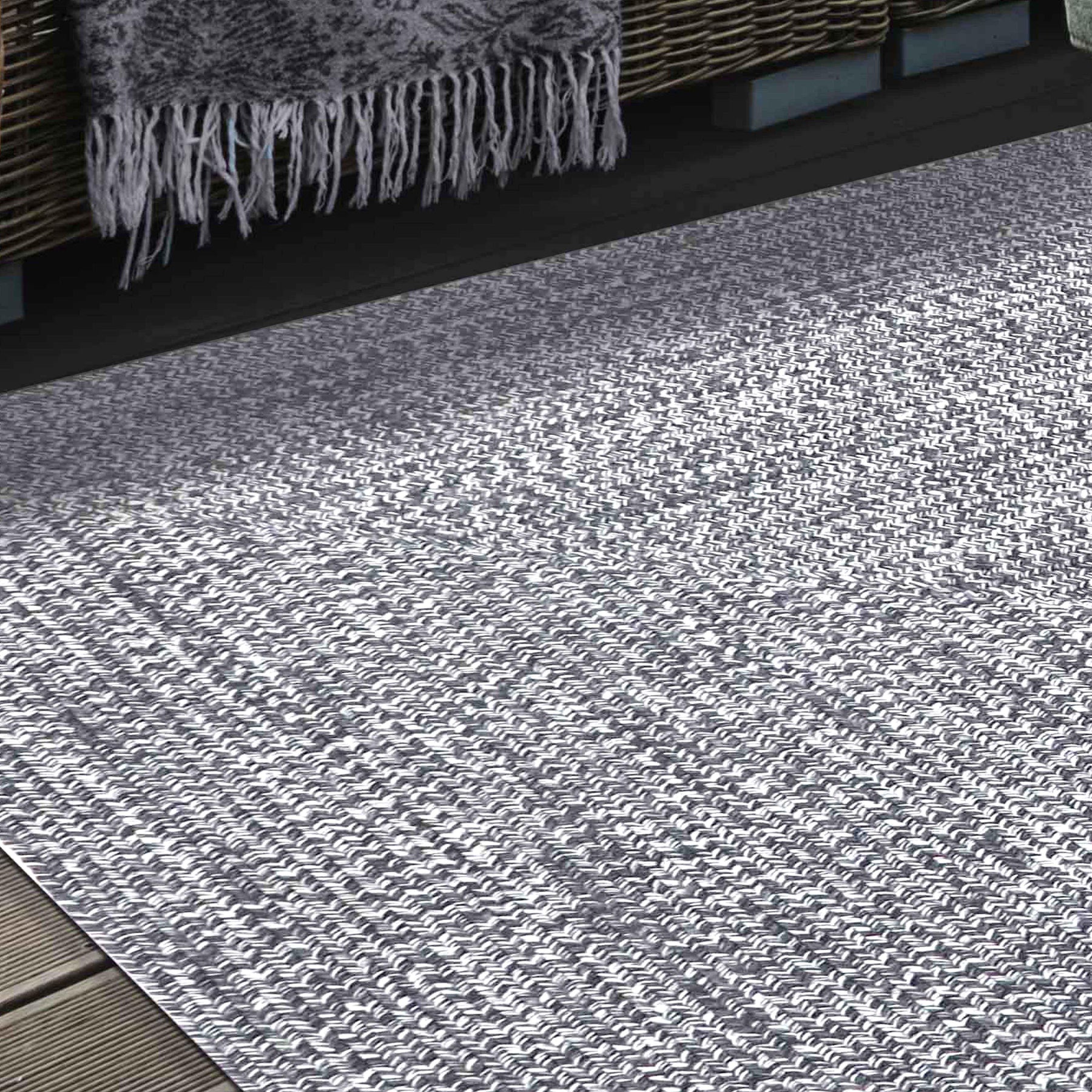 Multi Toned Braided Area Rug Bohemian Indoor Outdoor Rugs
