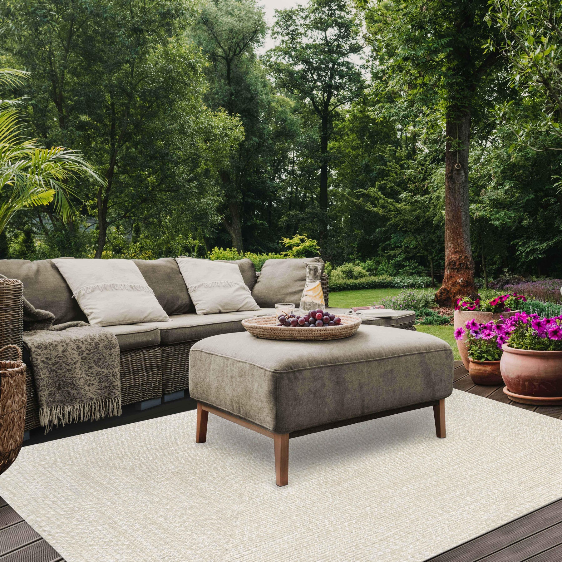 Multi Toned Braided Area Rug Bohemian Indoor Outdoor Rugs