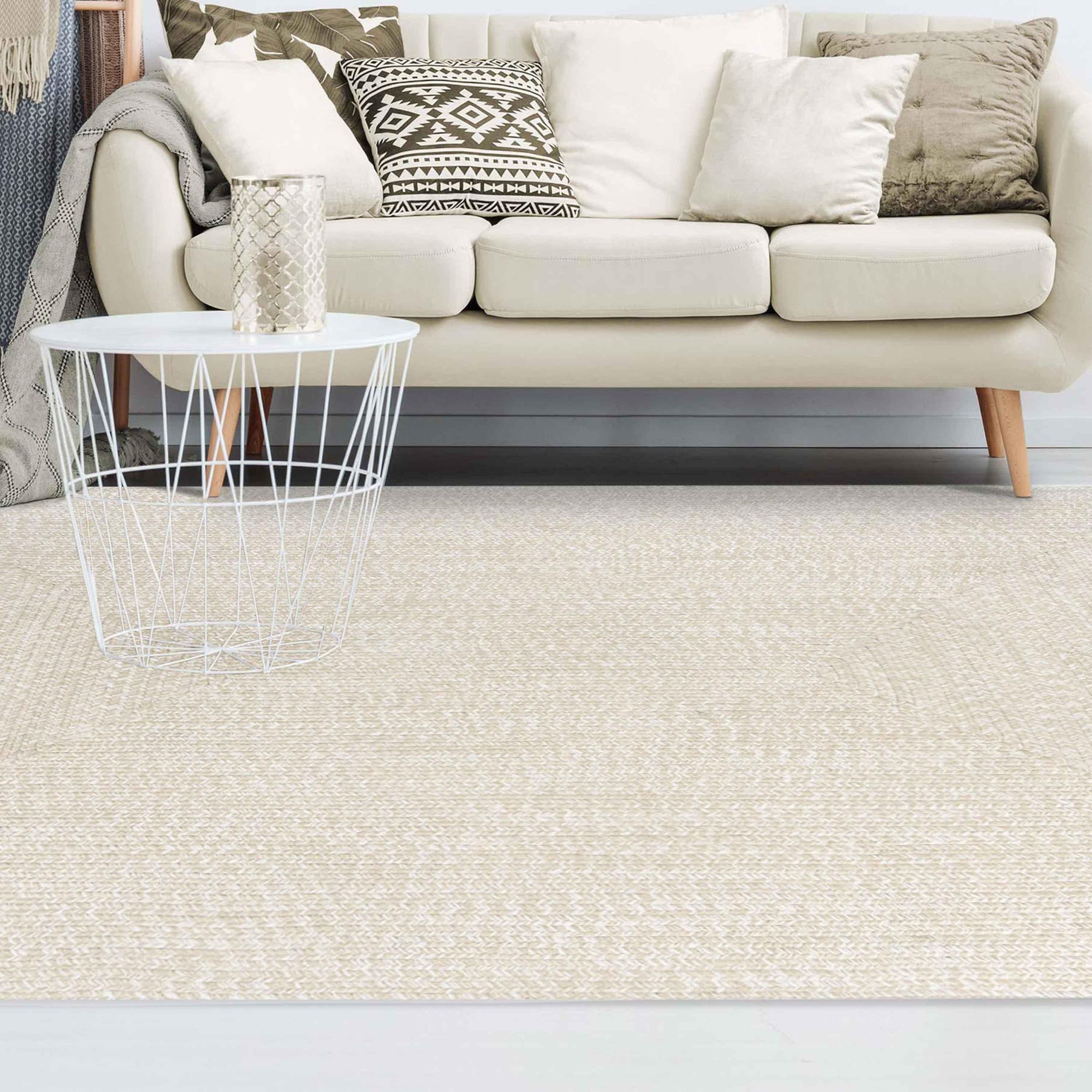 Multi Toned Braided Area Rug Bohemian Indoor Outdoor Rugs