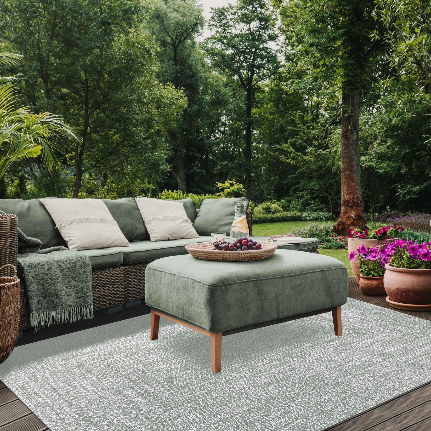 Multi Toned Braided Area Rug Bohemian Indoor Outdoor Rugs