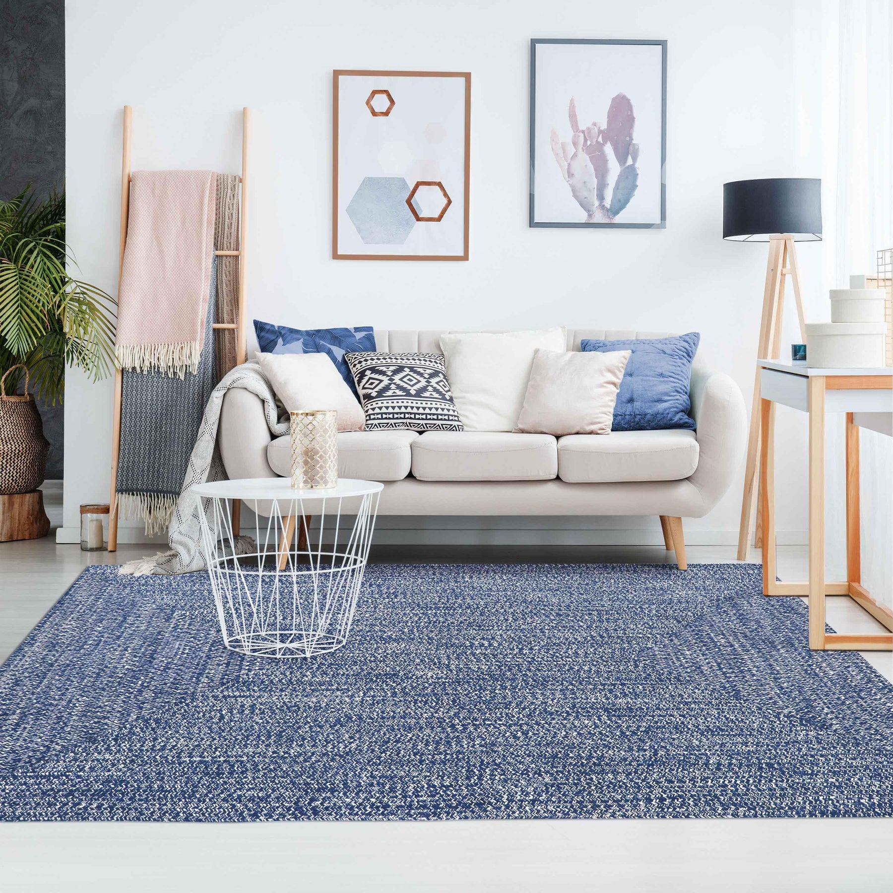 Multi Toned Braided Area Rug Bohemian Indoor Outdoor Rugs