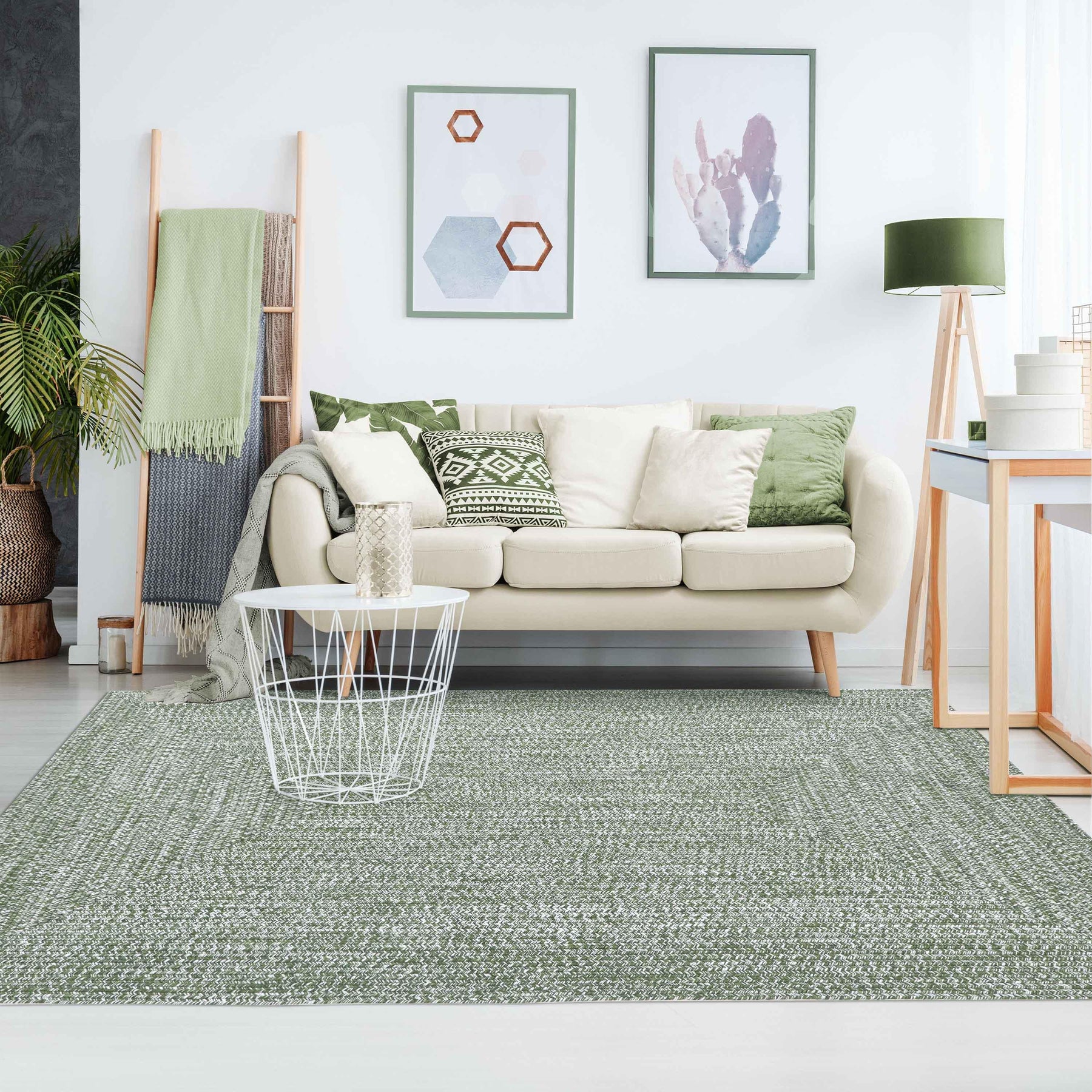 Multi Toned Braided Area Rug Bohemian Indoor Outdoor Rugs