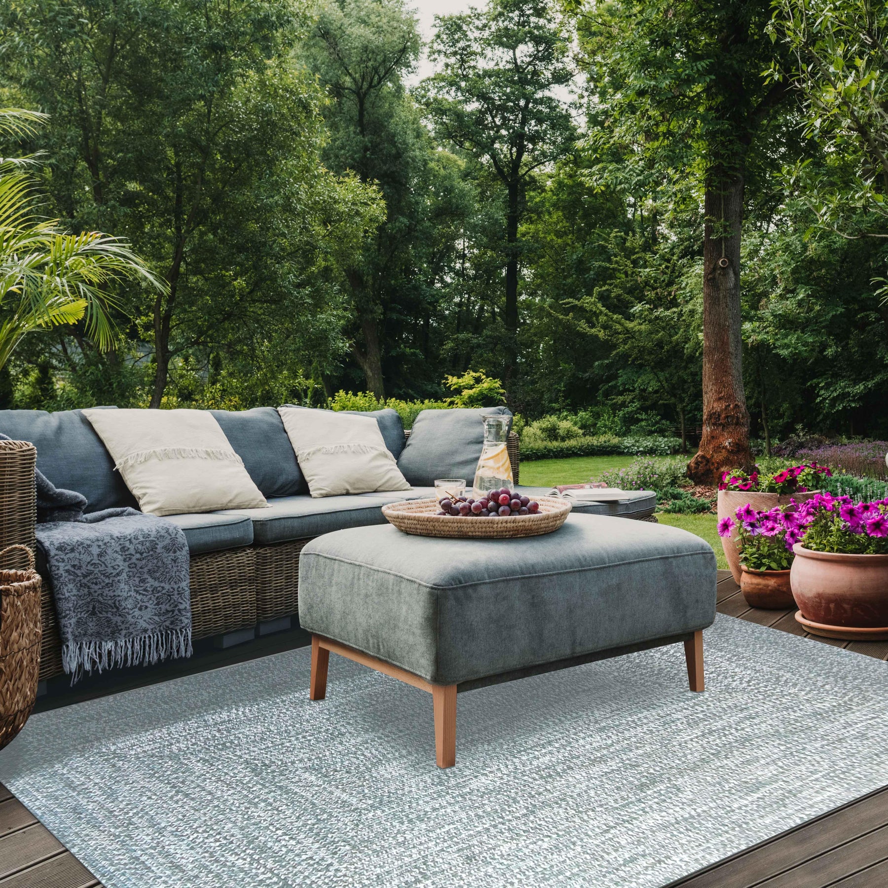 Multi Toned Braided Area Rug Bohemian Indoor Outdoor Rugs