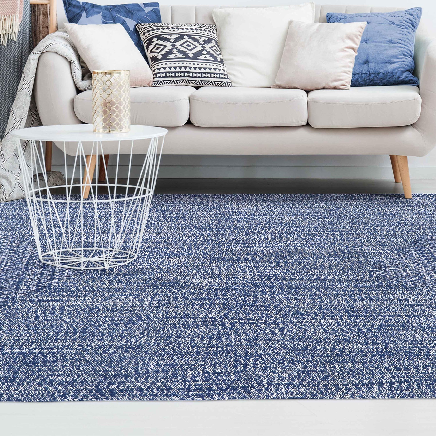 Multi Toned Braided Area Rug Bohemian Indoor Outdoor Rugs