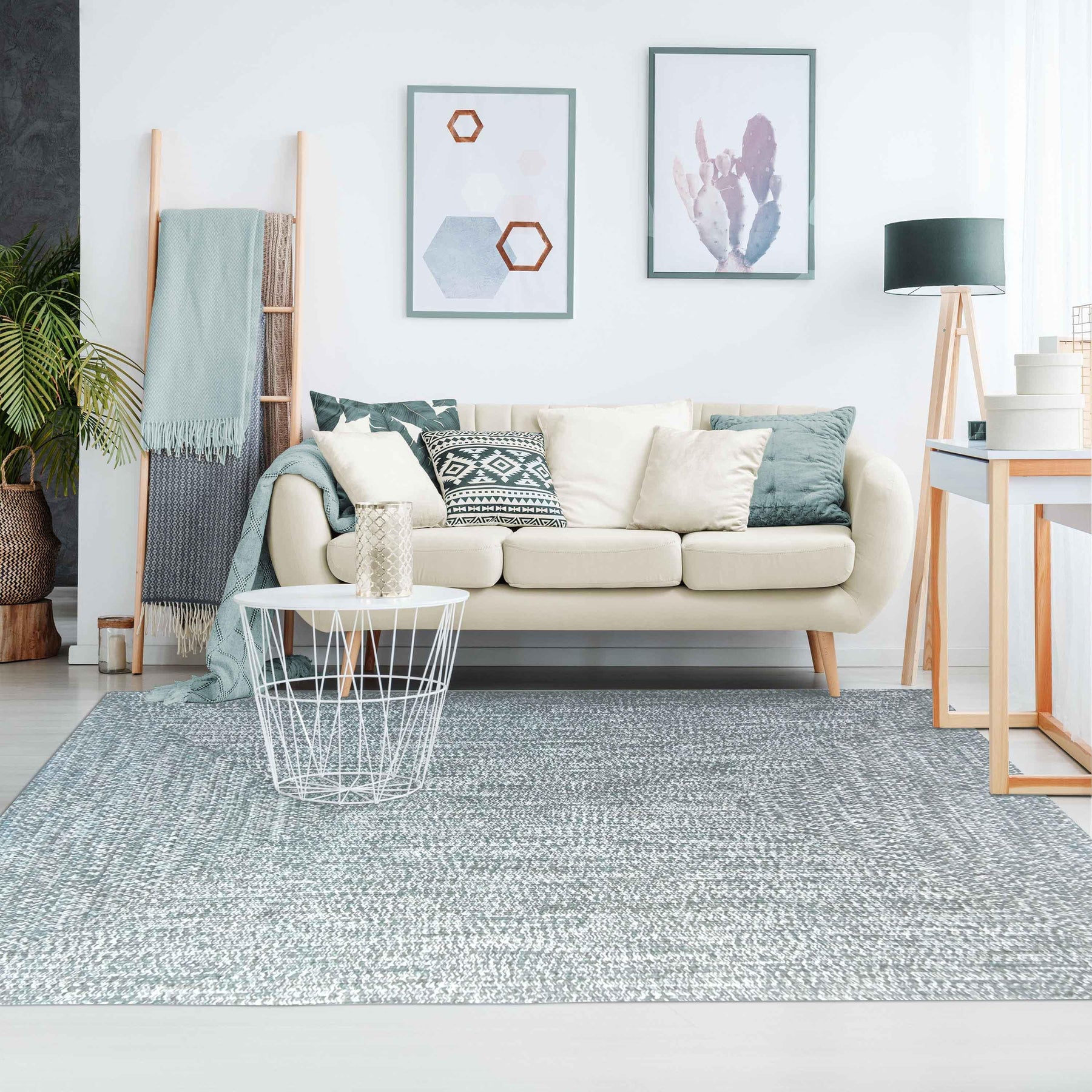 Multi Toned Braided Area Rug Bohemian Indoor Outdoor Rugs