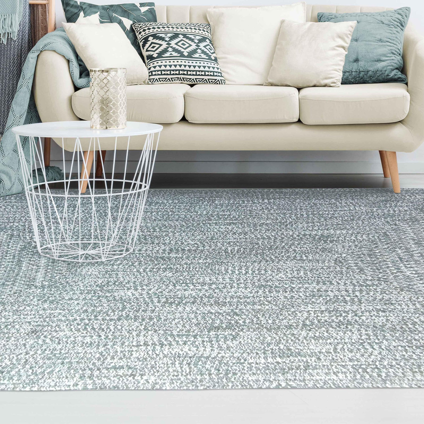 Multi Toned Braided Area Rug Bohemian Indoor Outdoor Rugs