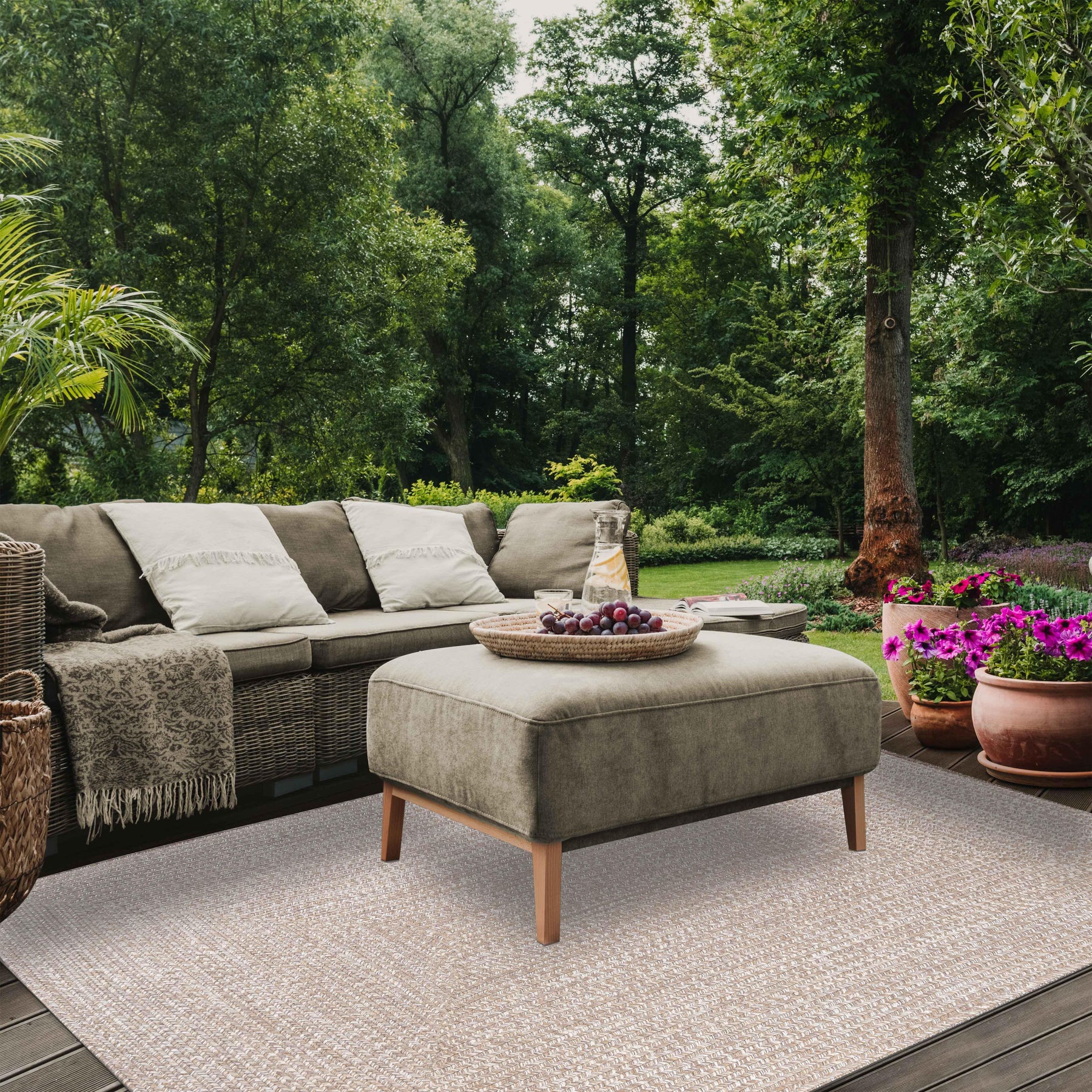 Multi Toned Braided Area Rug Bohemian Indoor Outdoor Rugs