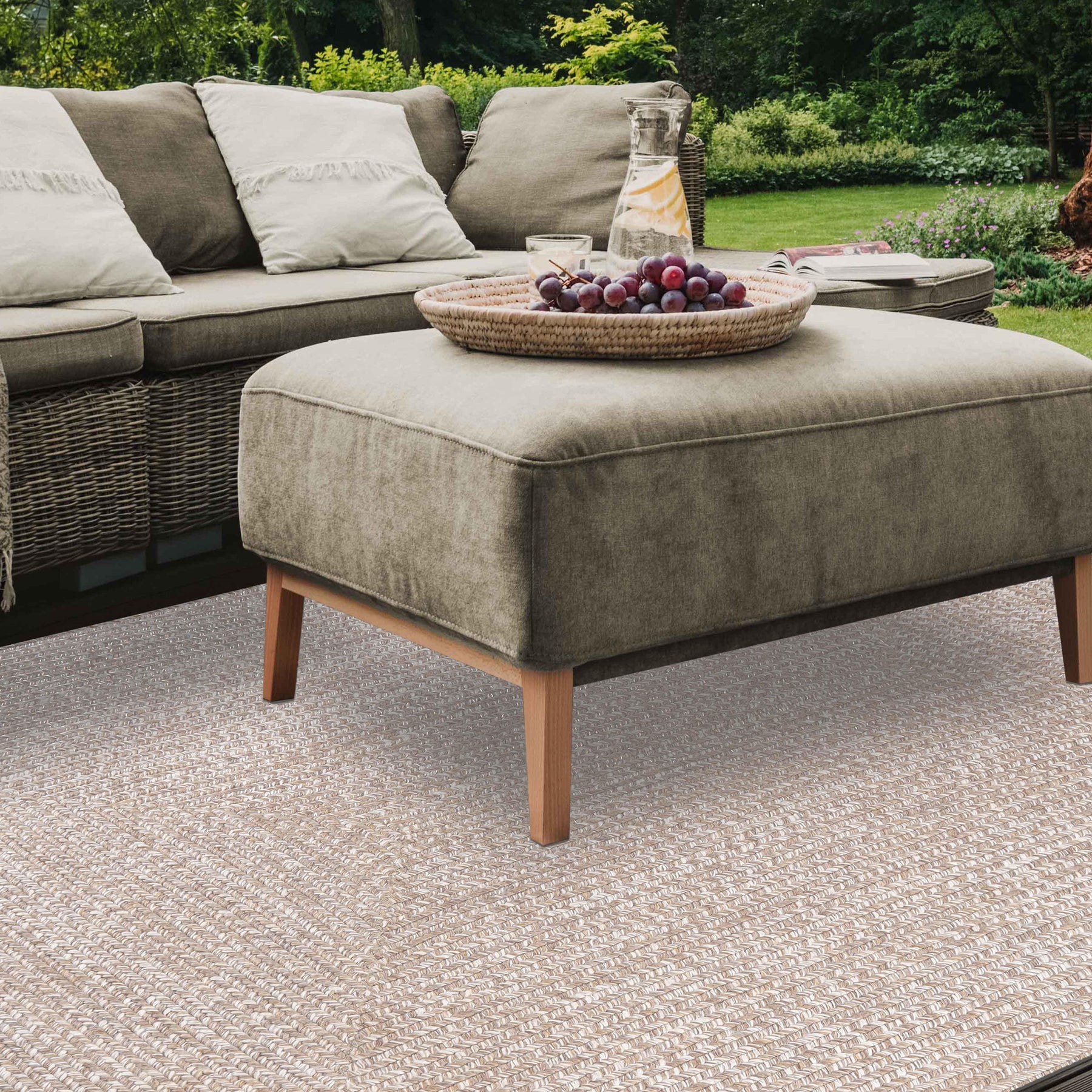 Multi Toned Braided Area Rug Bohemian Indoor Outdoor Rugs