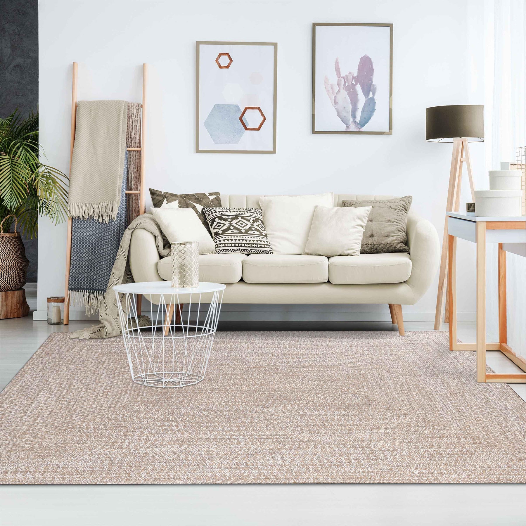Multi Toned Braided Area Rug Bohemian Indoor Outdoor Rugs