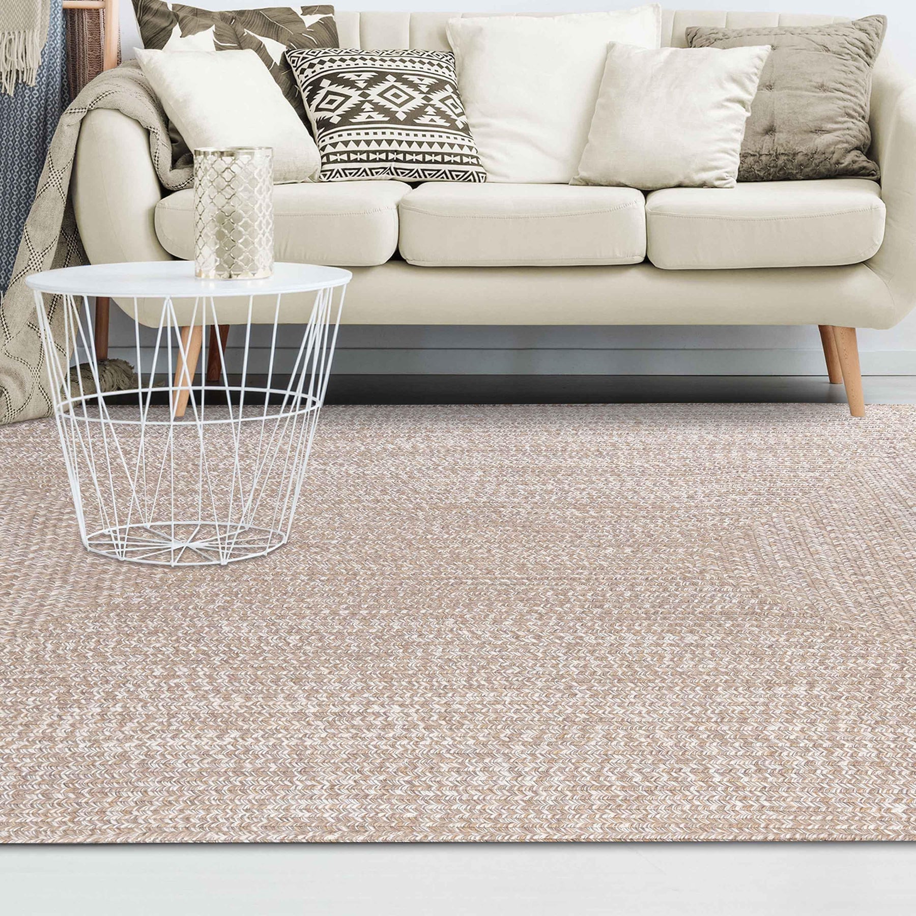 Multi Toned Braided Area Rug Bohemian Indoor Outdoor Rugs