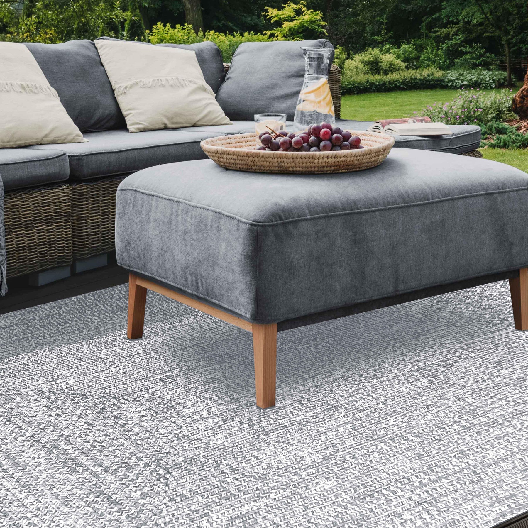 Multi Toned Braided Area Rug Bohemian Indoor Outdoor Rugs