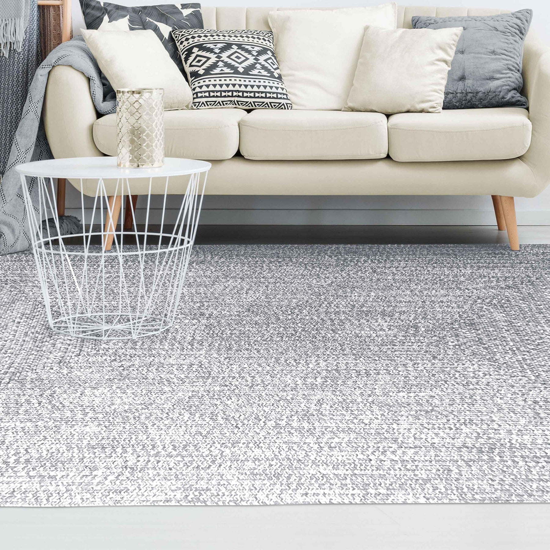 Multi Toned Braided Area Rug Bohemian Indoor Outdoor Rugs