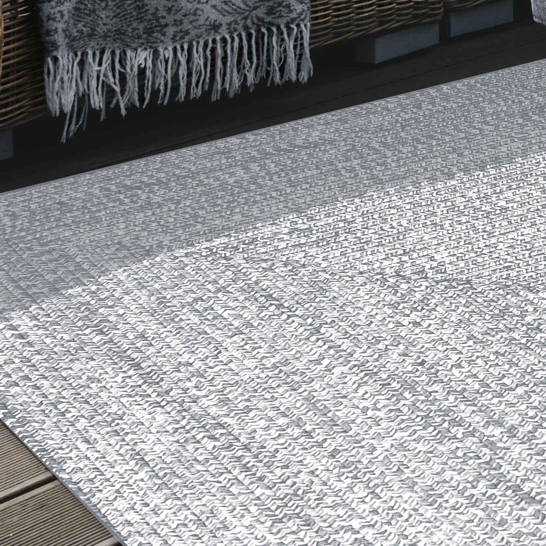 Multi Toned Braided Area Rug Bohemian Indoor Outdoor Rugs