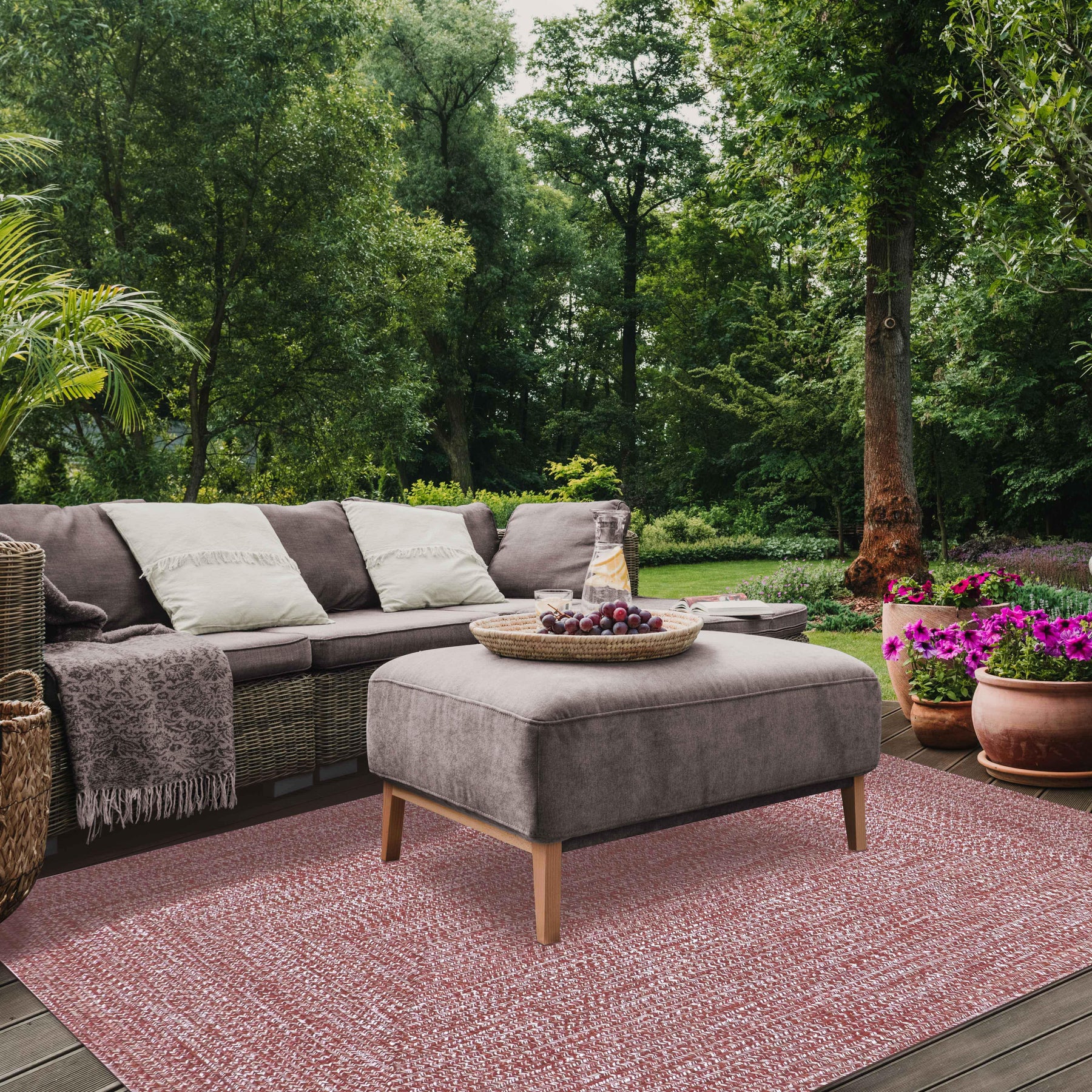 Multi Toned Braided Area Rug Bohemian Indoor Outdoor Rugs