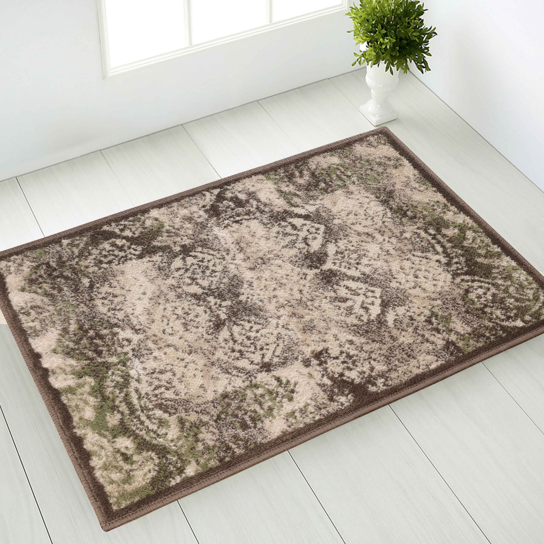 Mystique Distressed Damask Indoor Area Rug Or Runner Rug