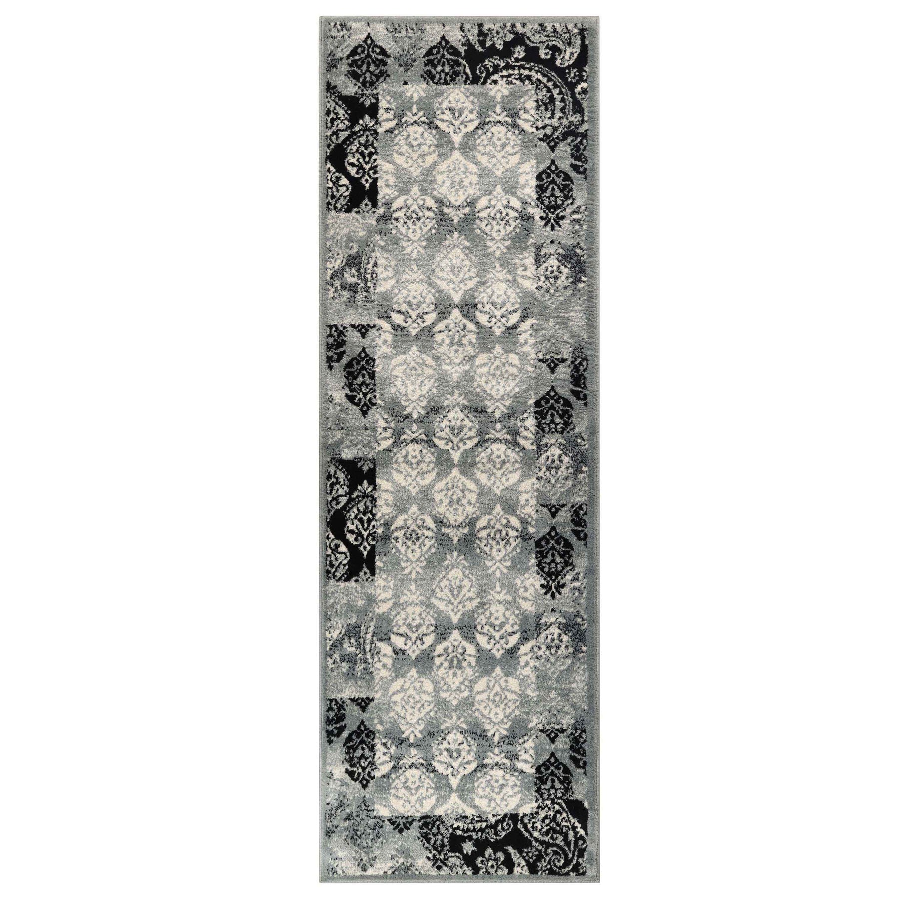 Mystique Distressed Damask Indoor Area Rug Or Runner Rug
