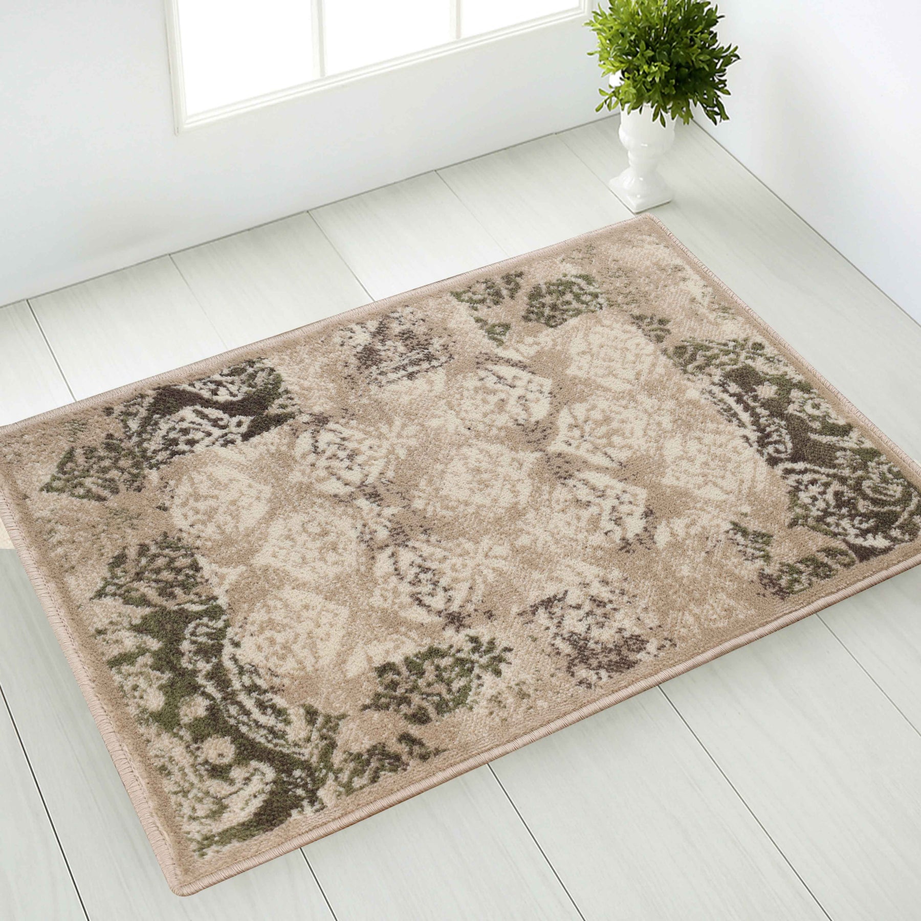 Mystique Distressed Damask Indoor Area Rug Or Runner Rug