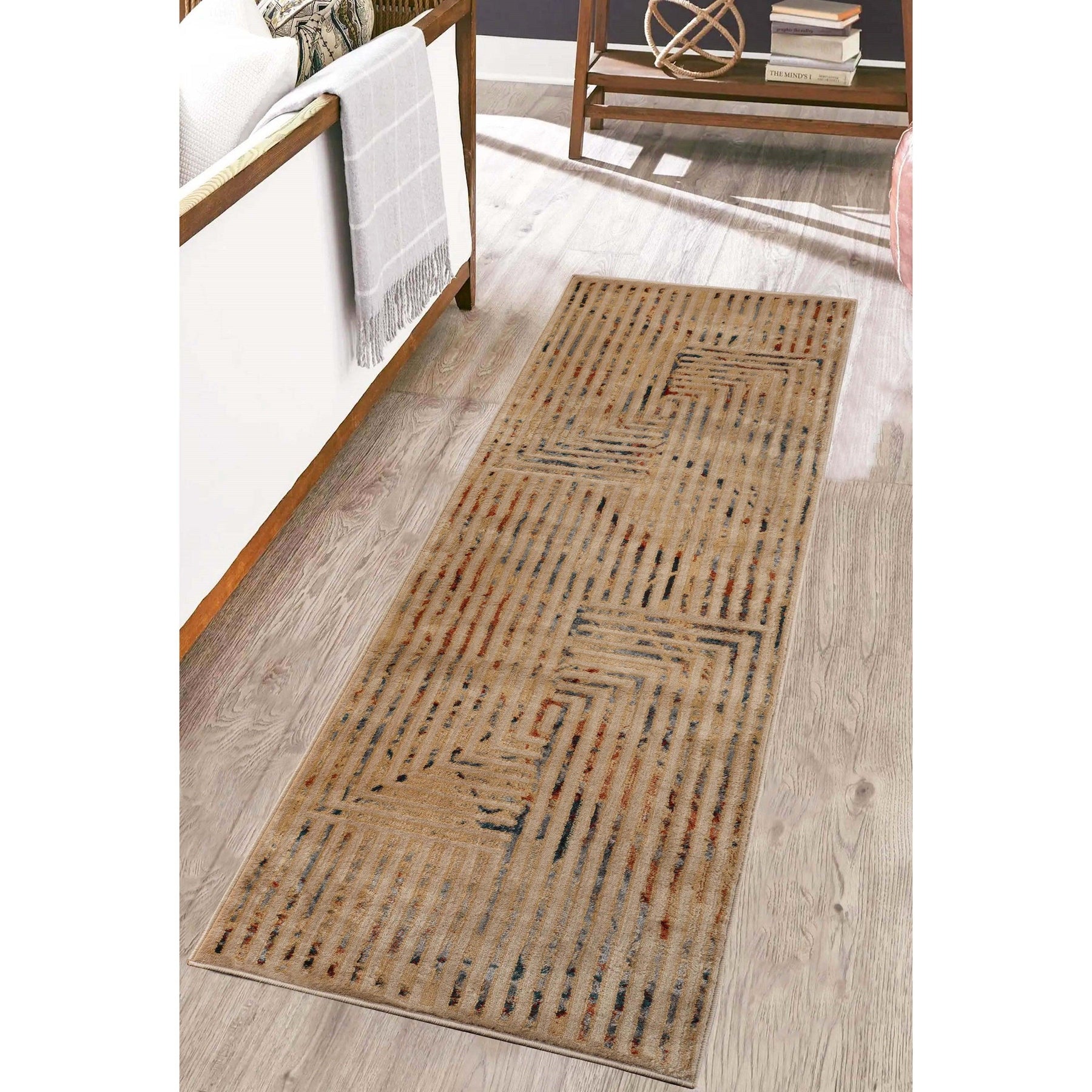 Naem Modern Geometric Lines Abstract Boho Area Rugs Or Runner Rug