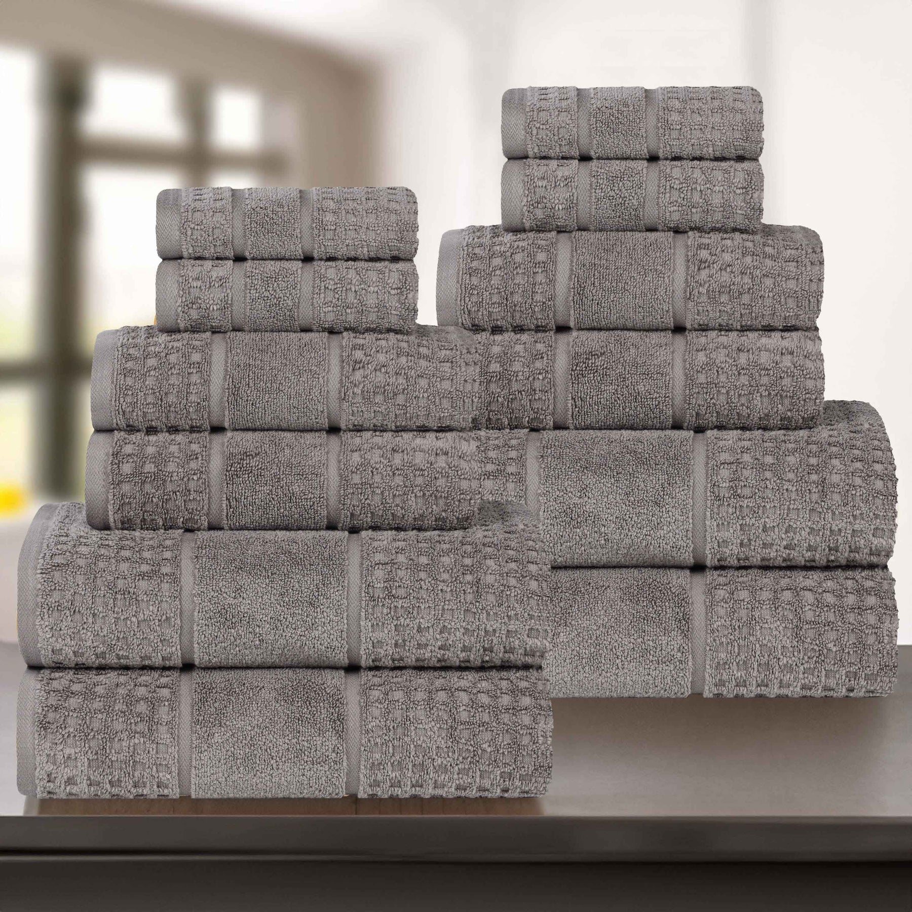 Napa Zero Twist Cotton Solid Waffle Honeycomb 12 Piece Towel Set