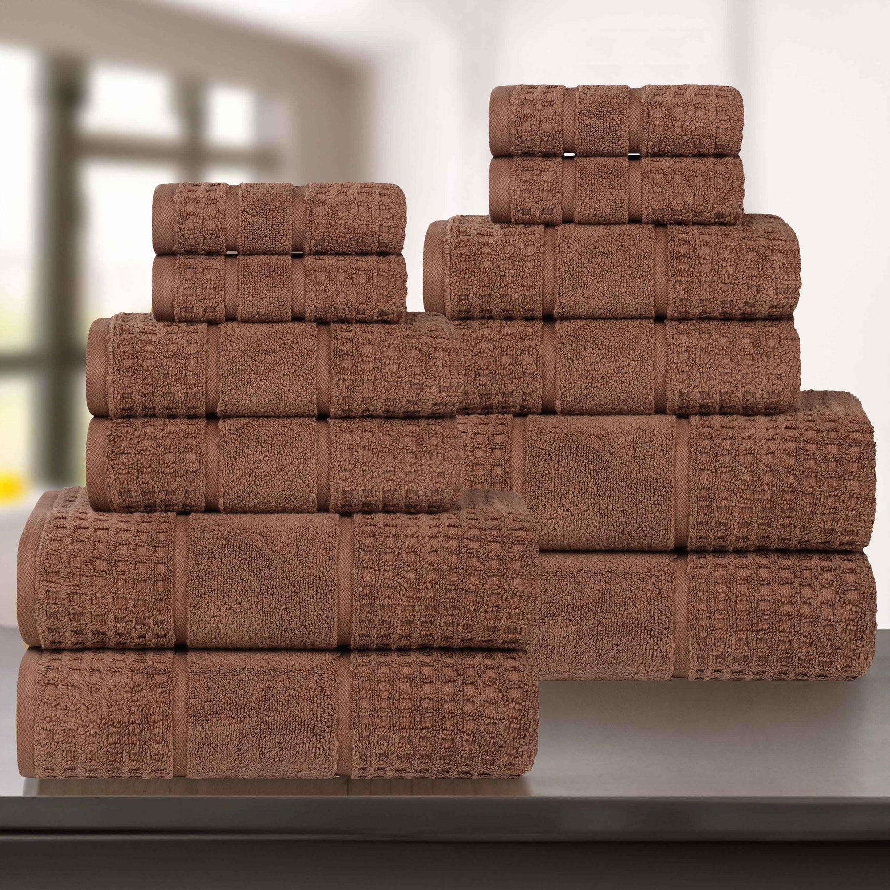 Napa Zero Twist Cotton Solid Waffle Honeycomb 12 Piece Towel Set