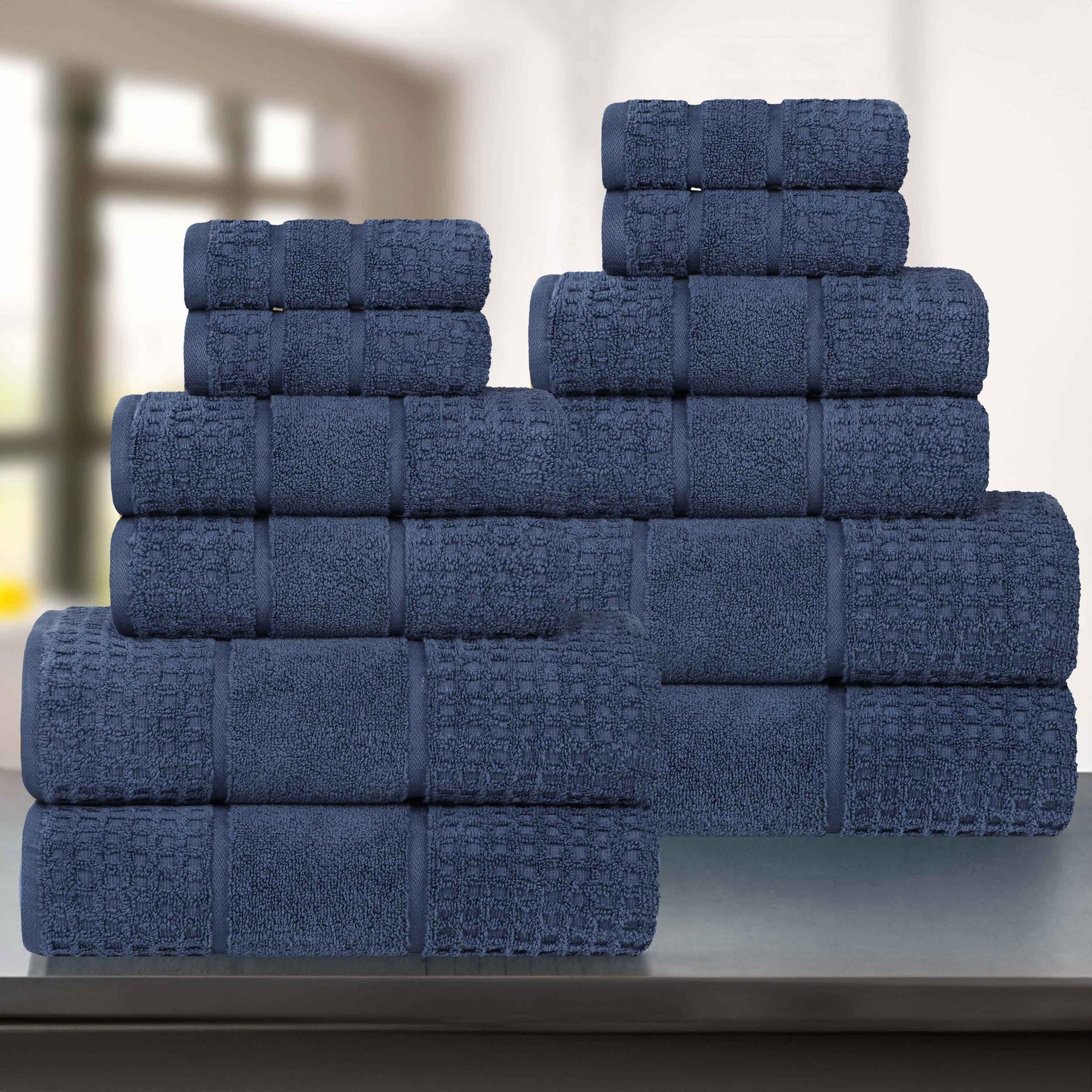 Napa Zero Twist Cotton Solid Waffle Honeycomb 12 Piece Towel Set
