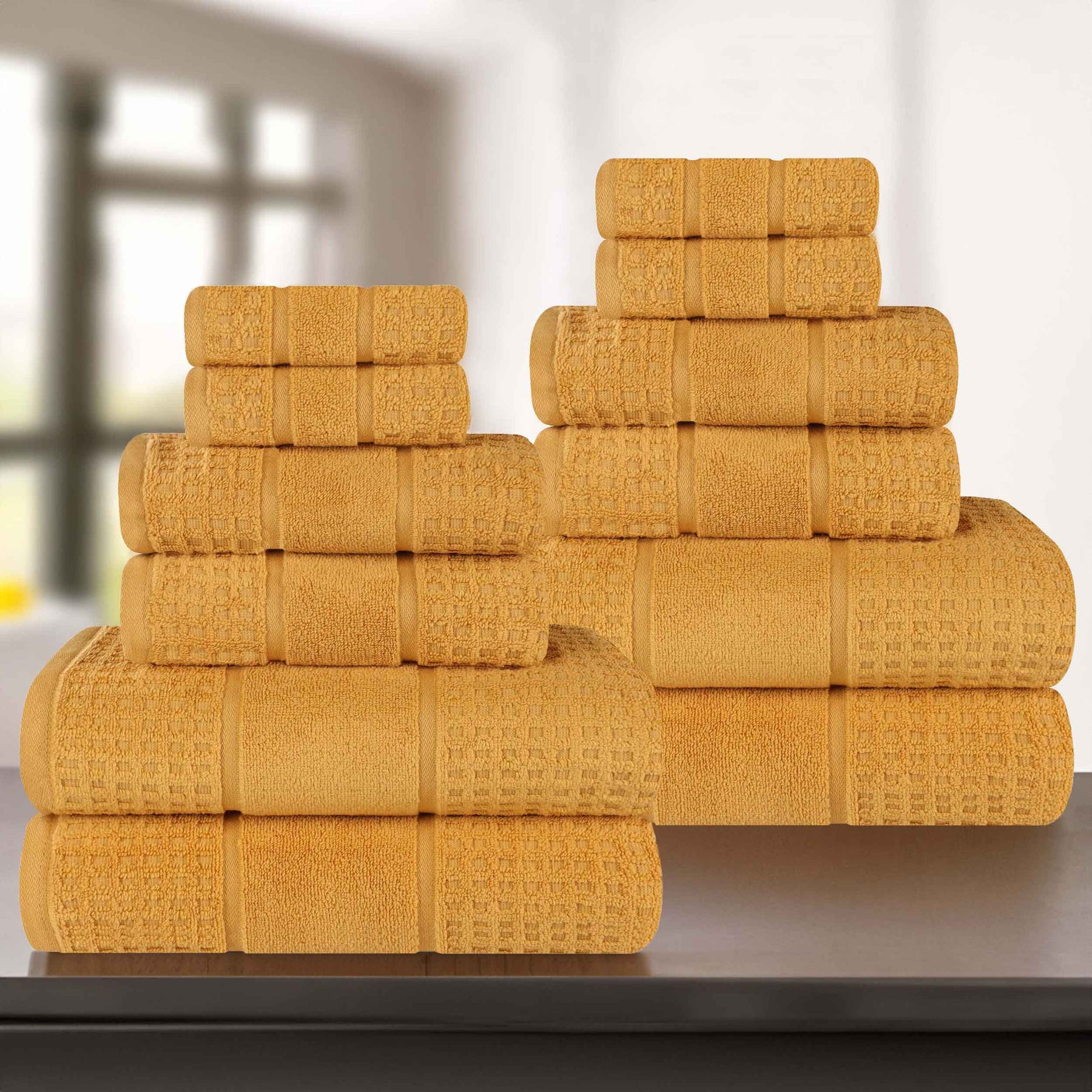 Napa Zero Twist Cotton Solid Waffle Honeycomb 12 Piece Towel Set