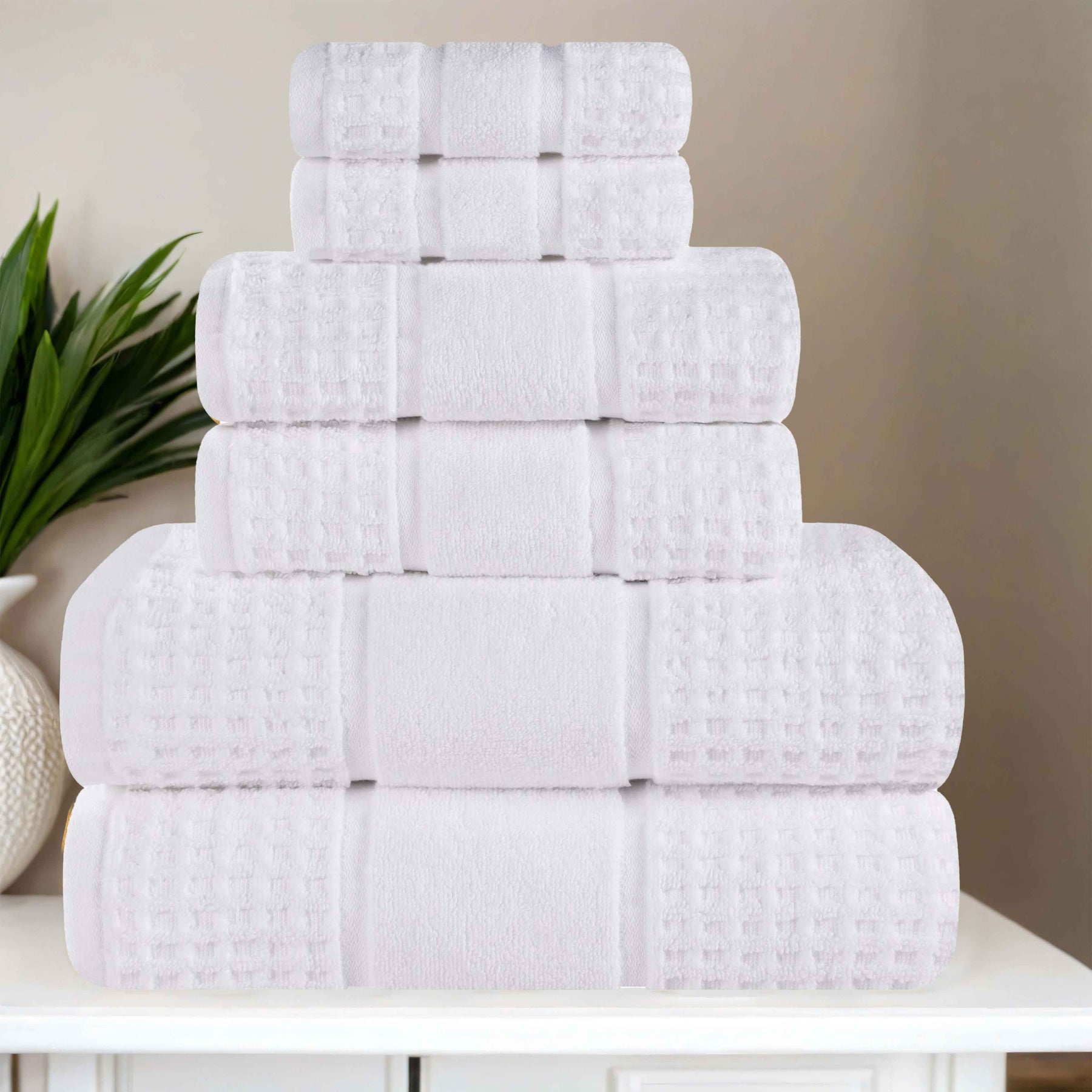 Napa Zero Twist Cotton Solid Waffle Honeycomb 6 Piece Towel Set