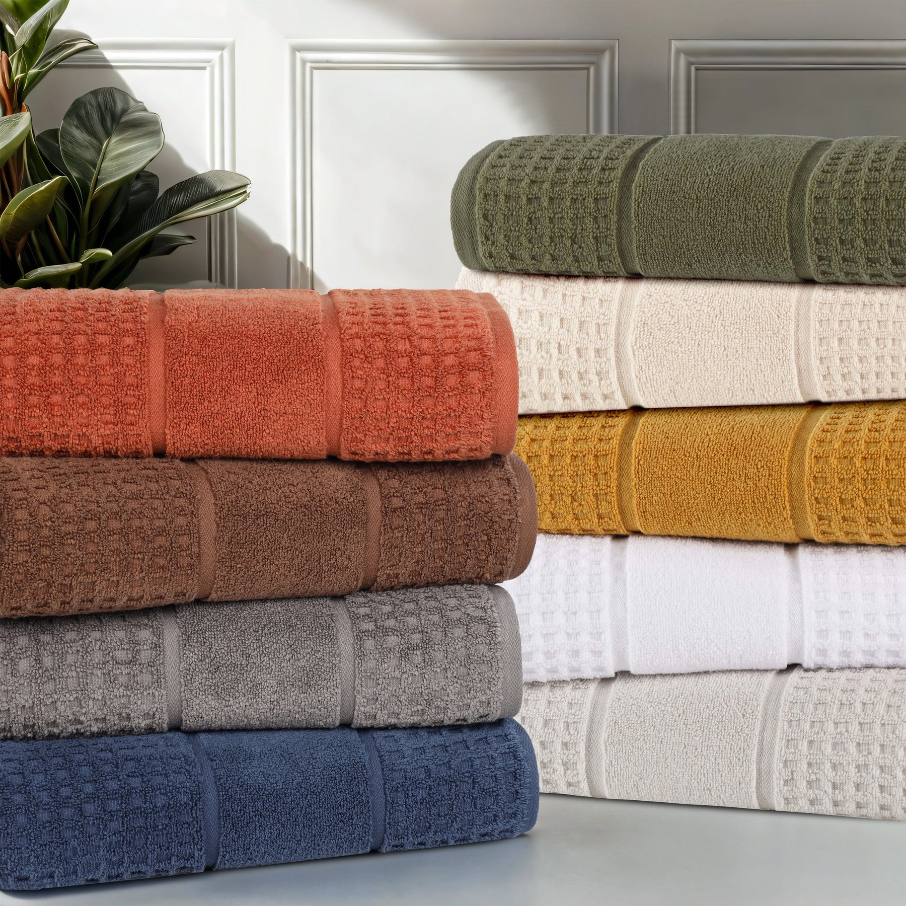 Napa Zero Twist Cotton Solid Waffle Honeycomb Bath Sheet Set of 2