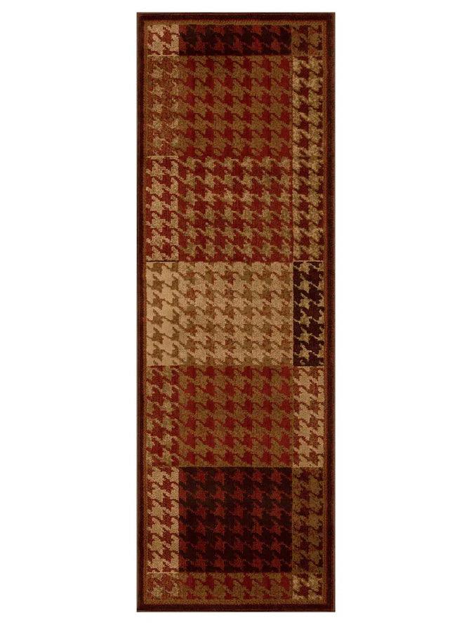 Natte Abstract Checkered Geometric Border Indoor Area Rug or Runner
