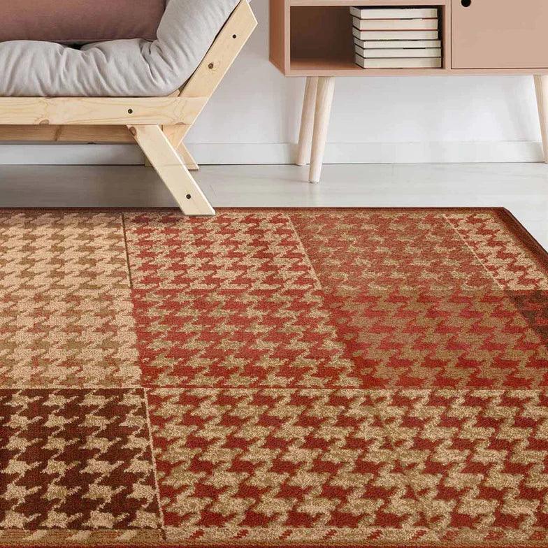 Natte Abstract Checkered Geometric Border Indoor Area Rug or Runner