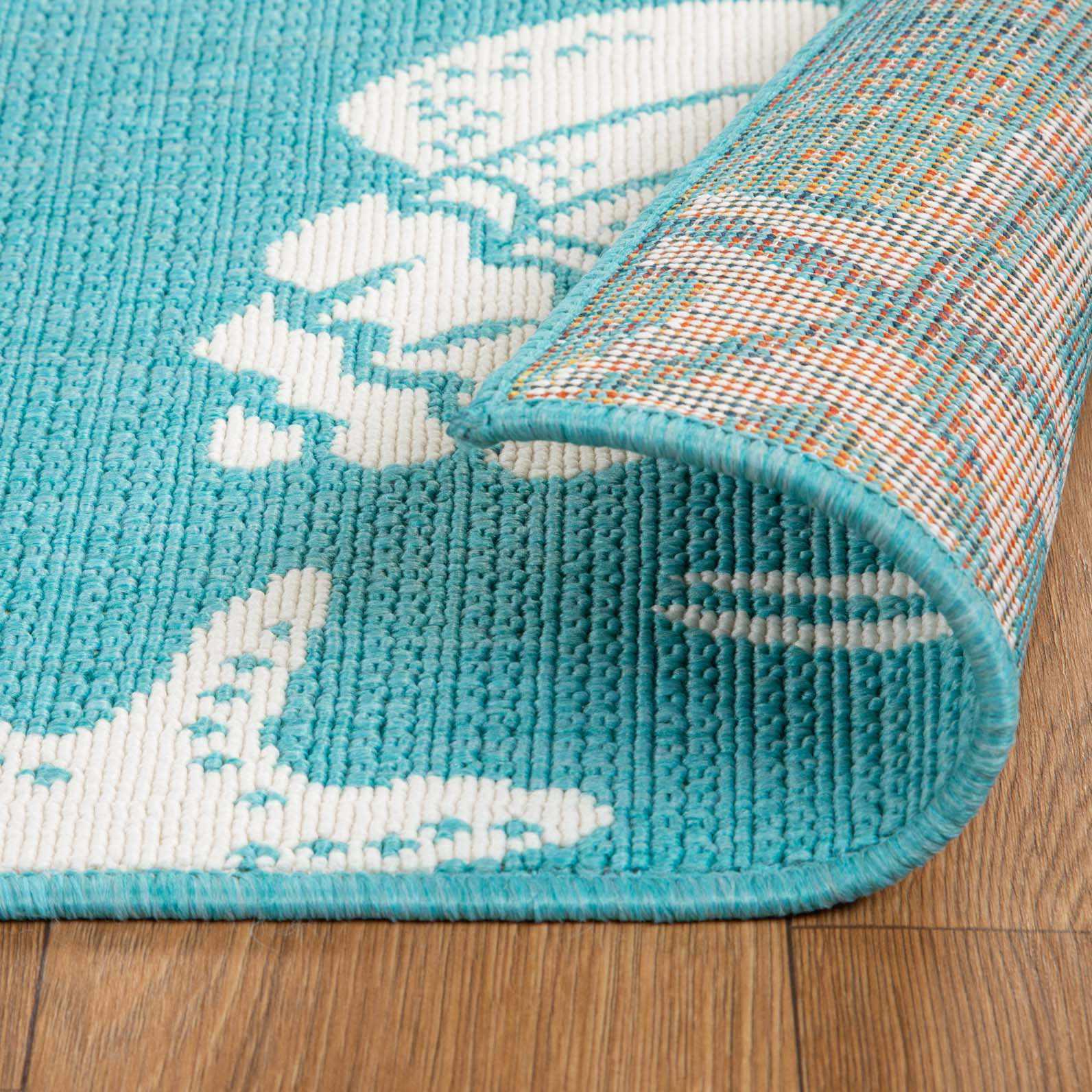 Nautical Seashells and Starfish Coastal Indoor Outdoor Area Rug