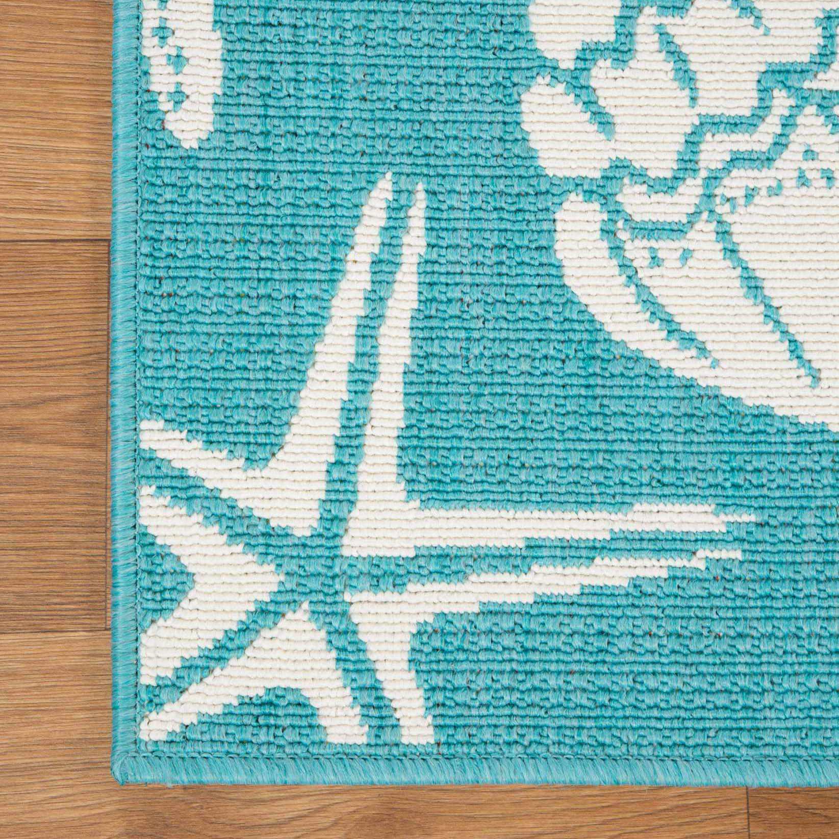 Nautical Seashells and Starfish Coastal Indoor Outdoor Area Rug