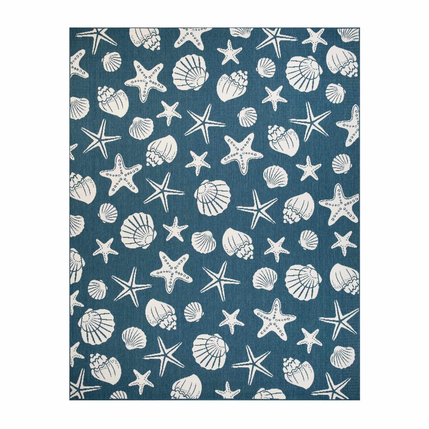 Nautical Seashells and Starfish Coastal Indoor Outdoor Area Rug