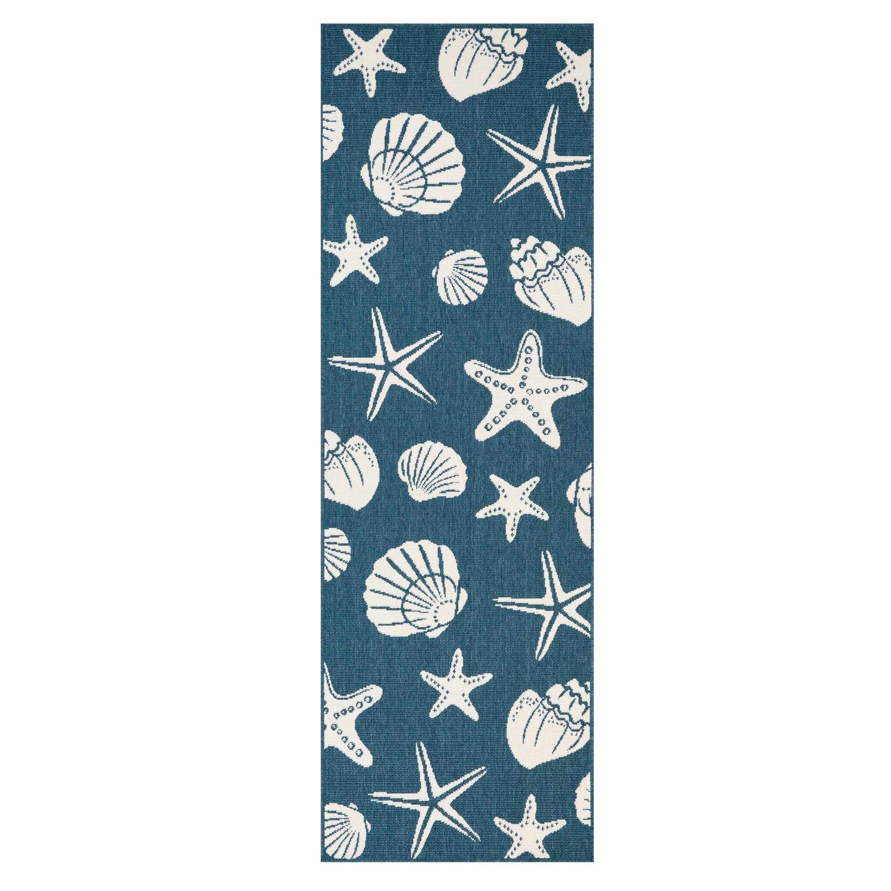 Nautical Seashells and Starfish Coastal Indoor Outdoor Area Rug