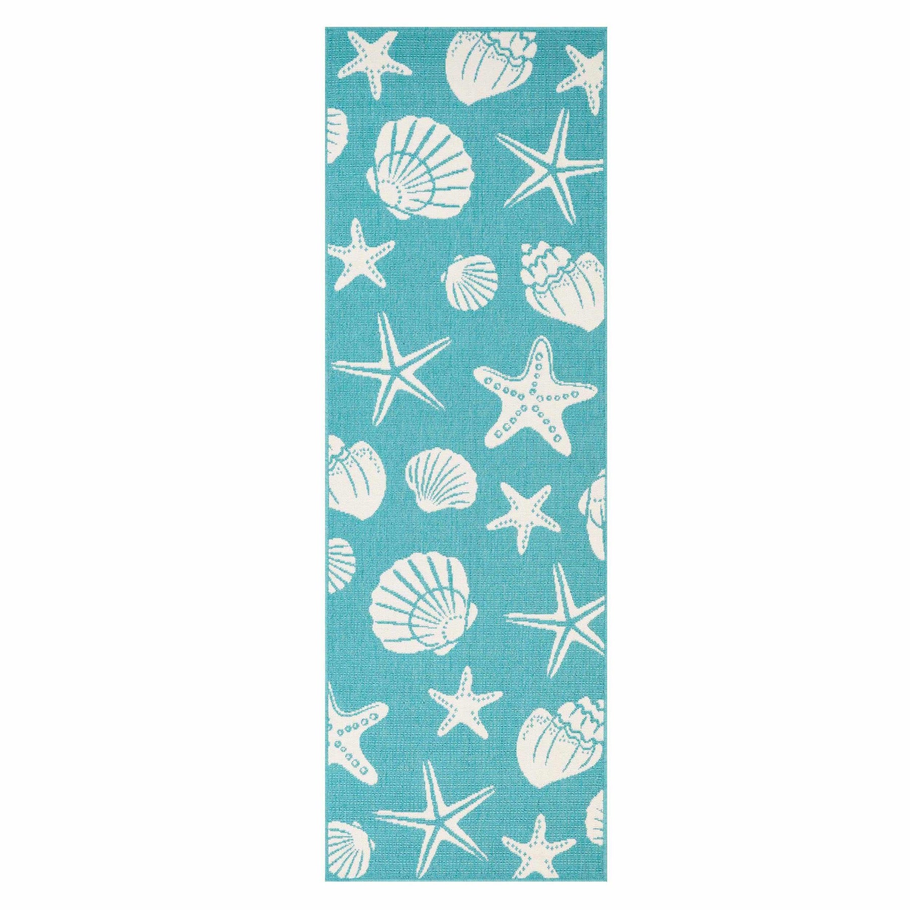 Nautical Seashells and Starfish Coastal Indoor Outdoor Area Rug