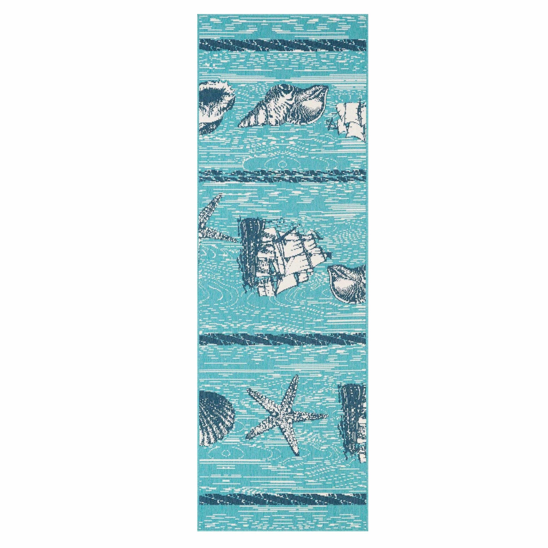 Nautical Seaside Coastal Indoor Outdoor Area Rug