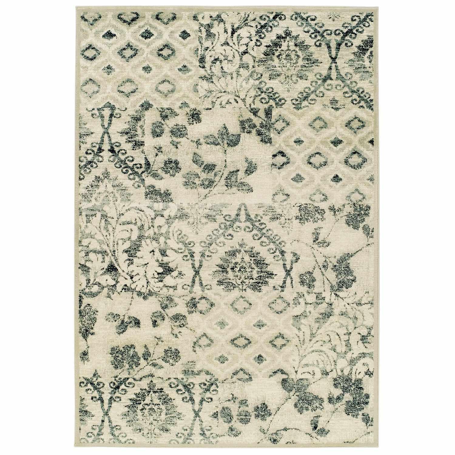 Navan Distressed Floral Damask Indoor Area Rug or Runner