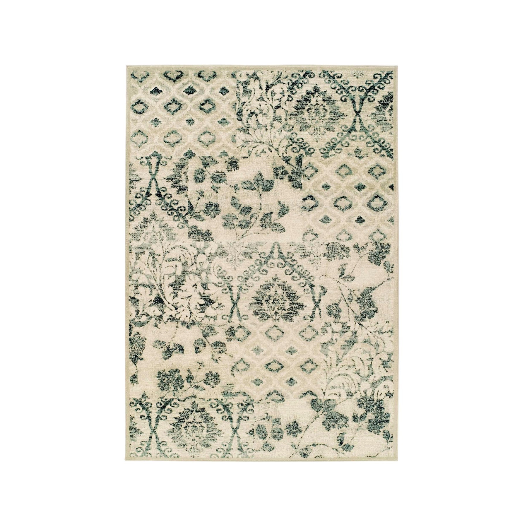 Navan Distressed Floral Damask Indoor Area Rug or Runner