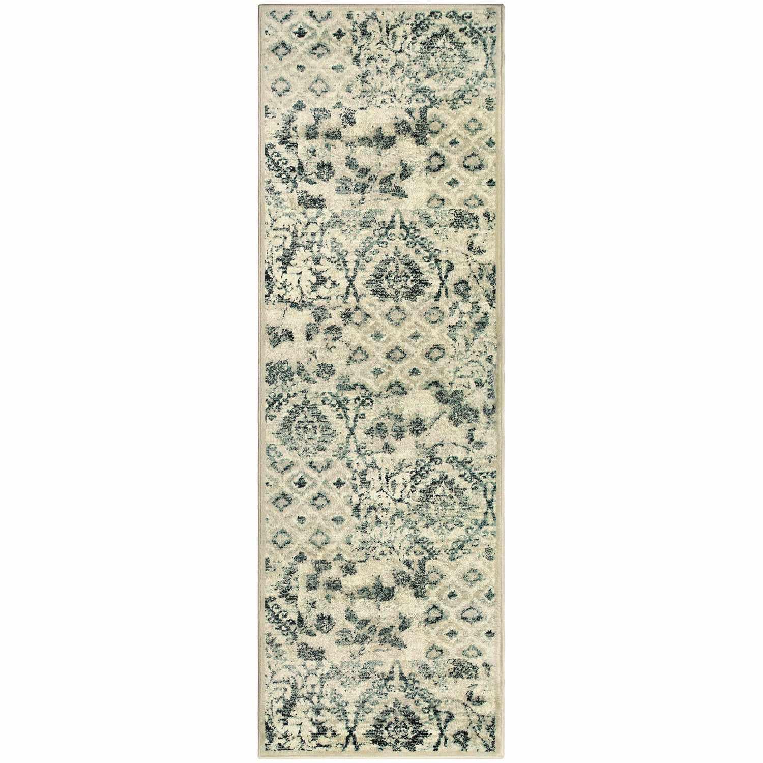 Navan Distressed Floral Damask Indoor Area Rug or Runner