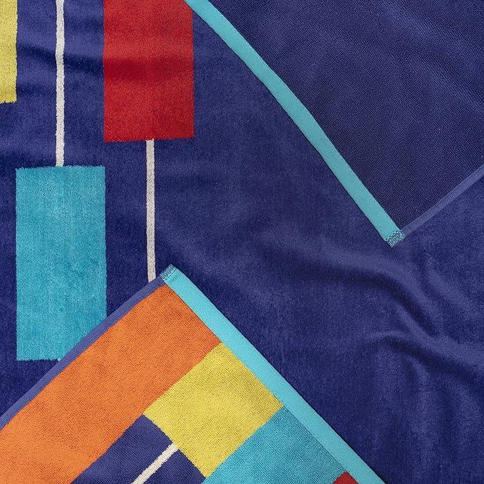 Neon Tiles Oversized 2 Piece Beach Towel Set