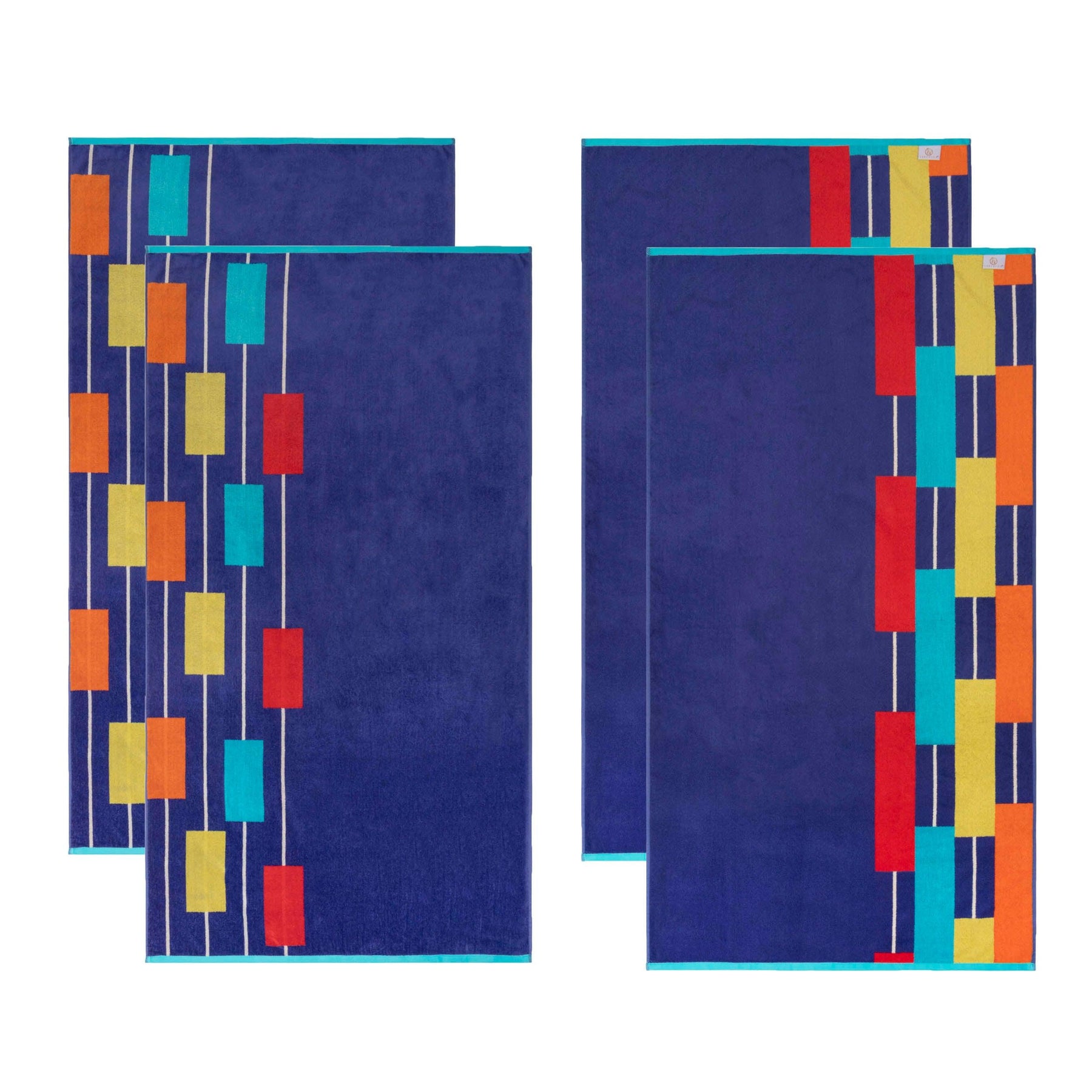 Neon Tiles Oversized 4 Piece Beach Towel Set