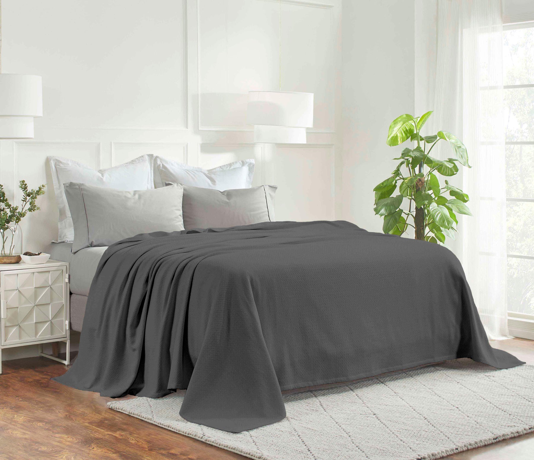 Nobel Cotton Textured Jacquard Chevron Lightweight Woven Blanket