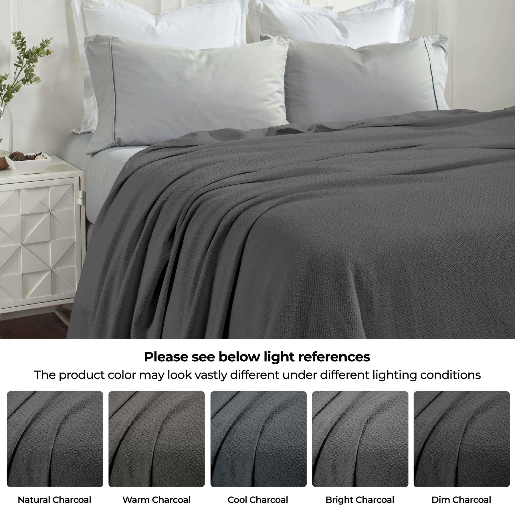 Nobel Cotton Textured Jacquard Chevron Lightweight Woven Blanket