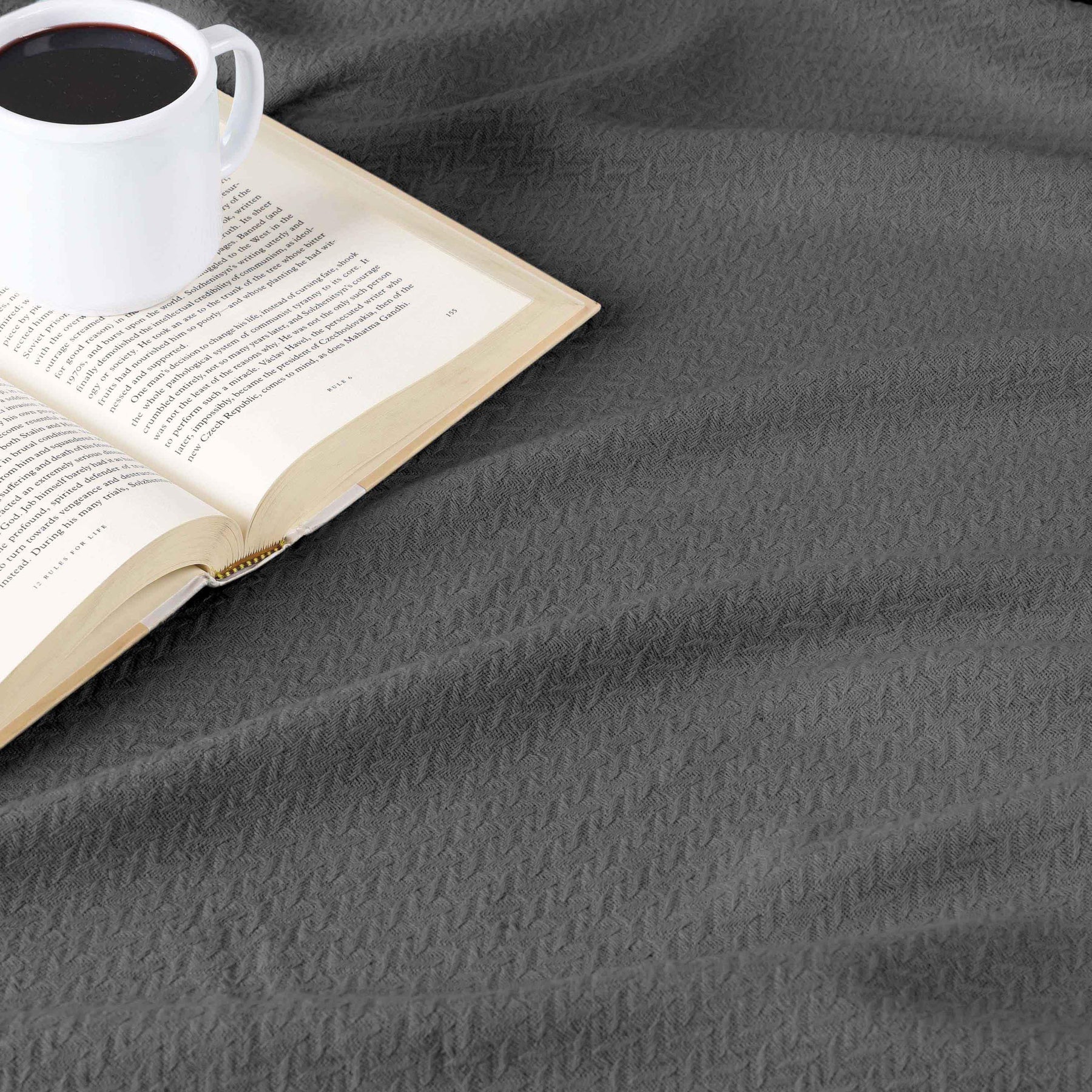 Nobel Cotton Textured Jacquard Chevron Lightweight Woven Blanket
